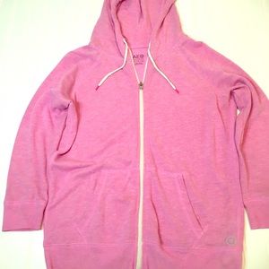AE Pink 3/4 sleeve Full-zip terry hoodie sz medium
